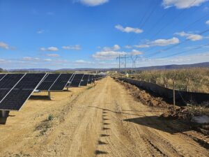 Solar panel field under construction.